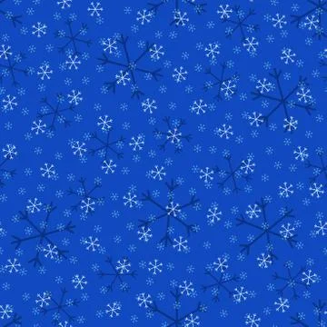 Seamless Christmas pattern doodle with hand random drawn snowflakes.Wrapping  Stock Illustration