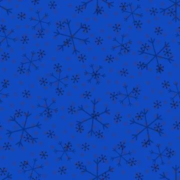 Seamless Christmas pattern doodle with hand random drawn snowflakes.Wrapping  Stock Illustration