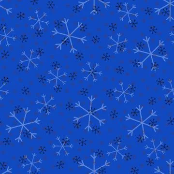 Seamless Christmas pattern doodle with hand random drawn snowflakes.Wrapping  Stock Illustration