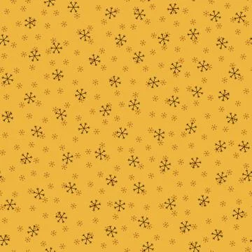 Seamless Christmas pattern doodle with hand random drawn snowflakes.Wrapping  Stock Illustration