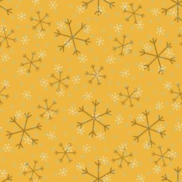 Seamless Christmas pattern doodle with hand random drawn snowflakes.Wrapping  Illustrazione stock