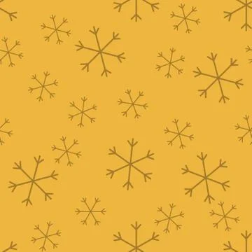 Seamless Christmas pattern doodle with hand random drawn snowflakes.Wrapping  Stock Illustration