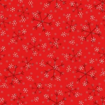 Seamless Christmas pattern doodle with hand random drawn snowflakes.Wrapping  Stock Illustration