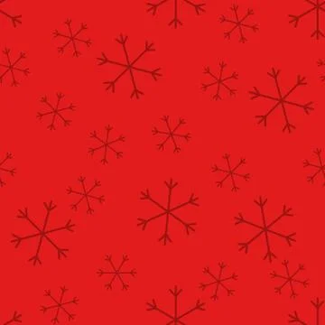 Seamless Christmas pattern doodle with hand random drawn snowflakes.Wrapping  Stock Illustration
