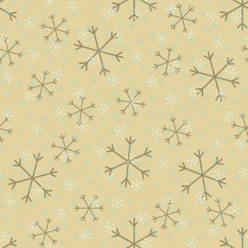 Seamless Christmas pattern doodle with hand random drawn snowflakes.Wrapping Stock Photos