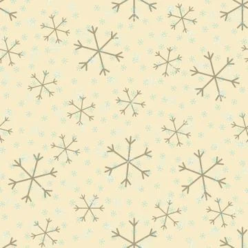 Seamless Christmas pattern doodle with hand random drawn snowflakes.Wrapping Stock Photos