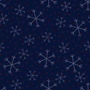 Seamless Christmas pattern doodle with hand random drawn snowflakes.Wrapping Stock Photos