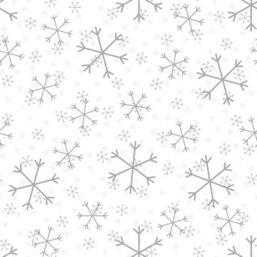 Seamless Christmas pattern doodle with hand random drawn snowflakes.Wrapping Stock Photos