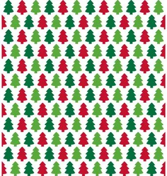 Seamless Christmas Pattern with Evergreen Trees Isolated on Whit Stock Illustration