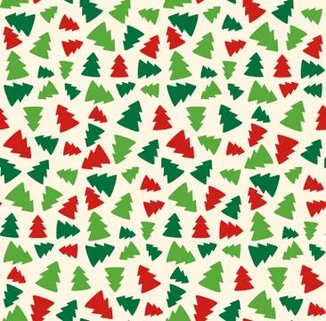Seamless Christmas Pattern with Evergreen Trees Isolated on Beig Stock Illustration