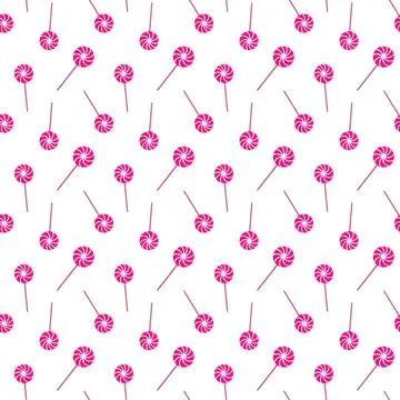 Seamless Christmas pattern featuring swirl lollipop in pink color. Holiday Stock Illustration