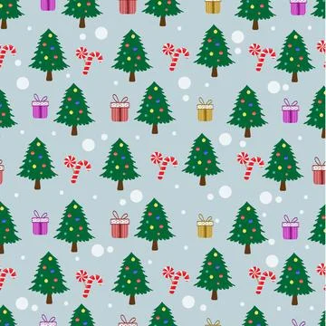 Seamless christmas pattern with fir trees Stock Illustration