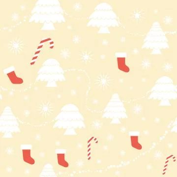 Seamless christmas pattern in flat style. Vector. Christmas tree garland ribbon Illustrazione stock
