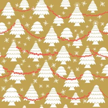 Seamless christmas pattern in flat style. Christmas tree garland ribbon. Vector Illustrazione stock