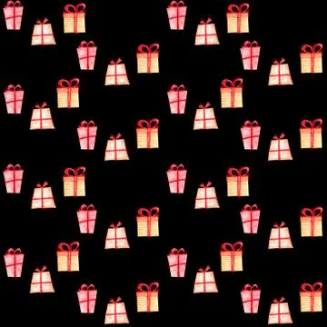 Seamless Christmas pattern with gift boxes. Stock Illustration