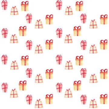 Seamless Christmas pattern with gift boxes. Stock Illustration