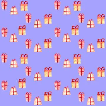 Seamless Christmas pattern with gift boxes. Stock Illustration