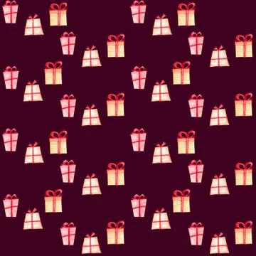 Seamless Christmas pattern with gift boxes. Stock Illustration