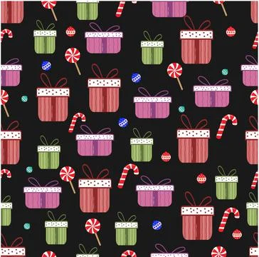 Seamless christmas pattern with gifts Stock Illustration
