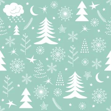 Seamless Christmas pattern green Stock Illustration