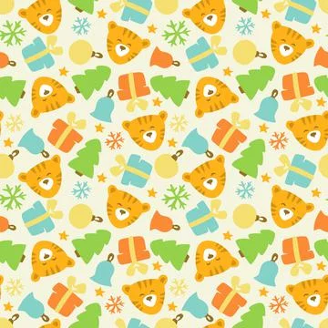 Seamless Christmas pattern.  Stock Illustration