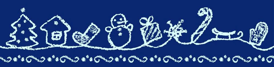 Seamless Christmas pattern or border like child hand drawing cartoon Ilustración de archivo
