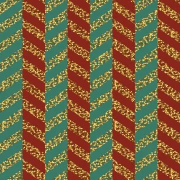 Seamless christmas pattern red green gold Stock Illustration