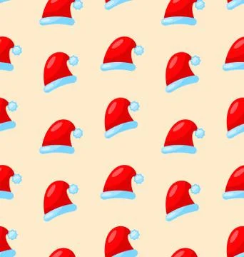 Seamless Christmas pattern Santa red hats Illustrazione stock
