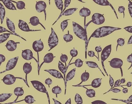 Seamless Christmas pattern with snow-covered berries. Watercolor blueberries. Stock Illustration