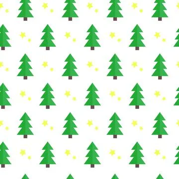 Seamless Christmas pattern with trees and stars Stock Illustration
