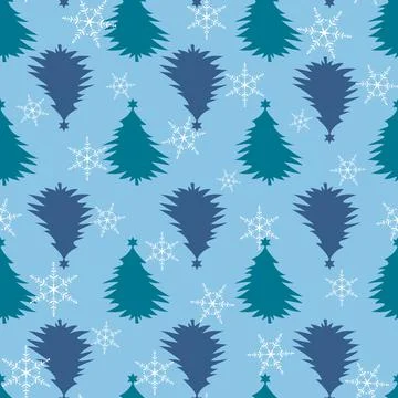 Seamless Christmas pattern with trees Stock Illustration