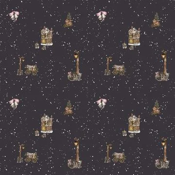 Seamless Christmas pattern. Watercolor winter elements. .Applicable for tex.. Stock Illustration