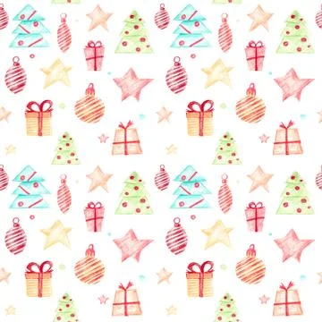 Seamless Christmas pattern on a white background. Stock Illustration