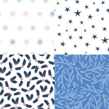Seamless Christmas patterns Stock Illustration