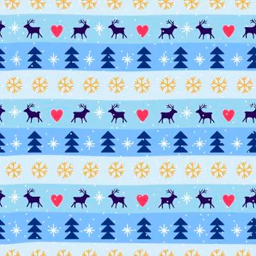 Seamless Christmas patterns. Vector design in nordic style. Hand drawn doodle Illustrazione stock