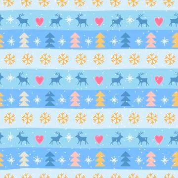 Seamless Christmas patterns. Vector design in nordic style. Hand drawn doodle Illustrazione stock