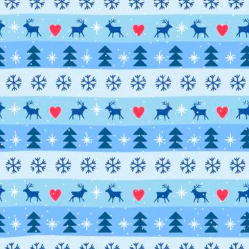 Seamless Christmas patterns. Vector design in nordic style. Hand drawn doodle Stock Illustration
