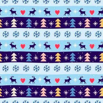 Seamless Christmas patterns. Vector design in nordic style. Hand drawn doodle Illustrazione stock