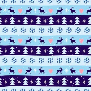 Seamless Christmas patterns. Vector design in nordic style. Hand drawn doodle Stock Illustration