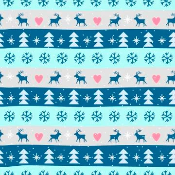 Seamless Christmas patterns. Vector design in nordic style. Hand drawn doodle Stock Illustration