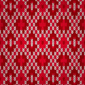 Seamless Christmas Red Knitted Pattern Stock Illustration