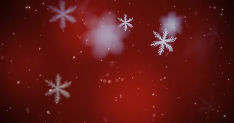 Seamless Christmas Snowflakes Loop  Falling Snow, Glitter Particles &amp; Red F.. Stock Footage 323444617