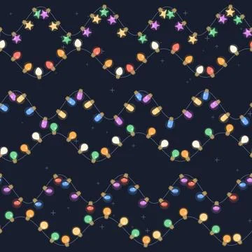 Seamless Christmas string lights pattern Stock-Illustration