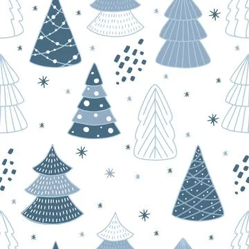 Seamless christmas tree pattern for greeting cards, wrapping papers. Seamless Stock Illustration