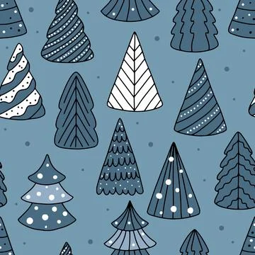 Seamless christmas tree pattern for greeting cards, wrapping papers. Seamless Stock Illustration