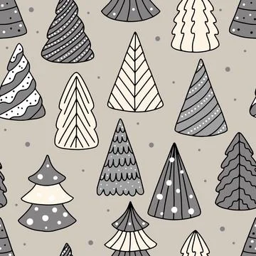 Seamless christmas tree pattern for greeting cards, wrapping papers. Seamless Stock Illustration