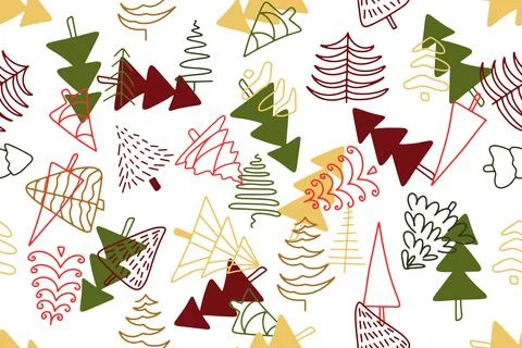 Seamless christmas tree pattern, simple kids design textile print Stock Illustration