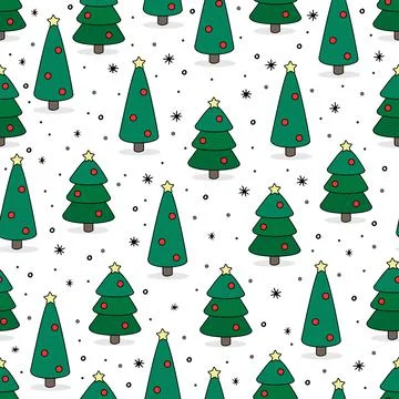 Seamless christmas tree pattern vector illustration. Can be used for Christmas Stock Illustration
