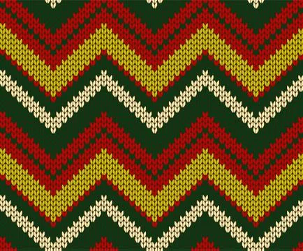 Seamless christmas vector knitted texture Stock Illustration