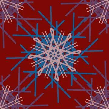 Seamless Christmas,New Year pattern doodle hand random drawn snowflakes Stock Illustration